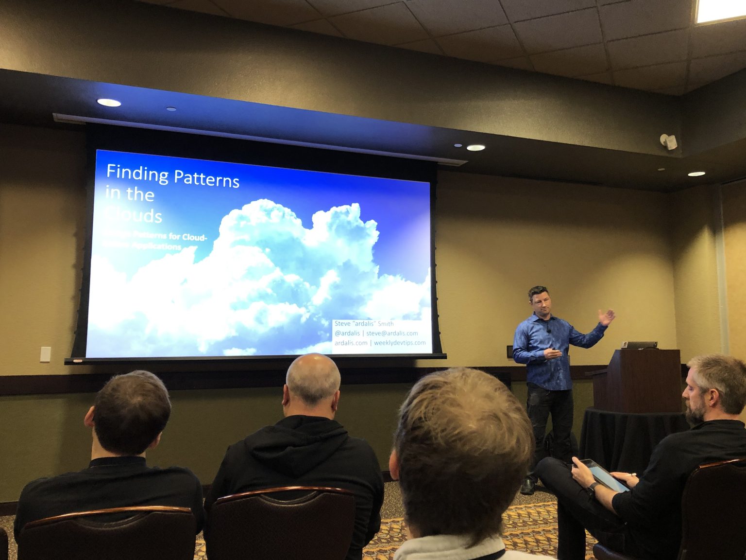 Steve Smith presenting on Cloud Design Patterns at Codemash 2020.